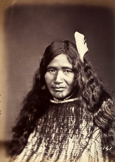 Portrait of a Maori with a tattooed face, c.1886-88 by New Zealand Photographer